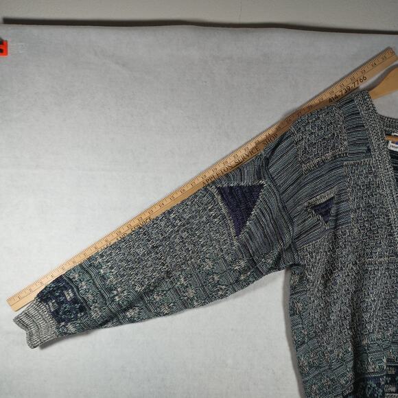 Vintage 80s Graphic Knit Deep V Cardigan Sweater, Large - Sweater Graphix - Picture 10 of 10